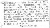 Canfield, Elizabeth G.(Funeral Notice)